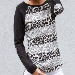 Fiona Grey Leopard Baseball Tee